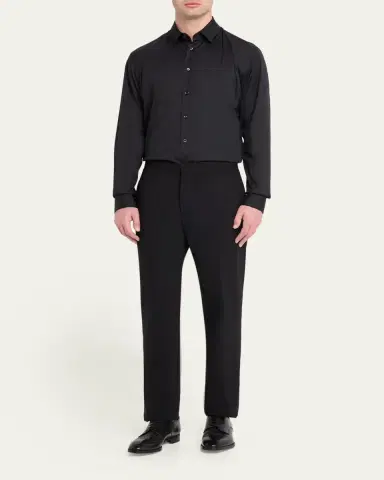 Giorgio Armani Men's Solid Stretch Poplin Sport Shirt | Thumbnail 2