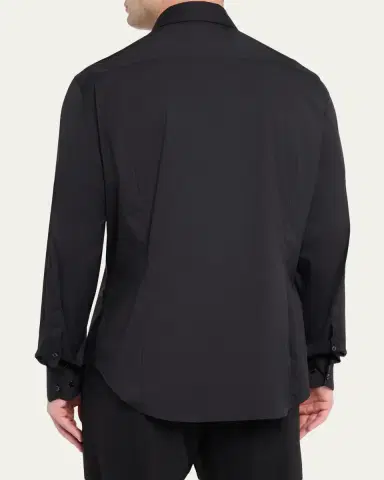 Giorgio Armani Men's Solid Stretch Poplin Sport Shirt | Thumbnail 3