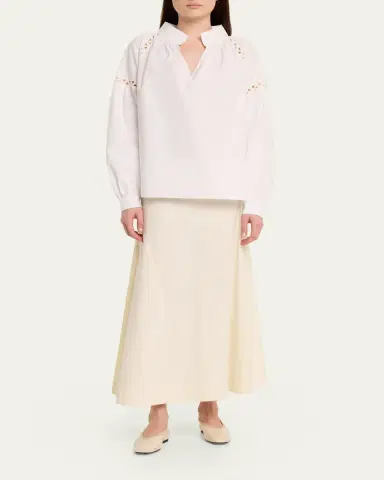 Lafayette 148 New York Soutache-Inset Cotton Poplin Shirt | Thumbnail 2