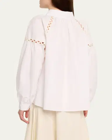 Lafayette 148 New York Soutache-Inset Cotton Poplin Shirt | Thumbnail 3
