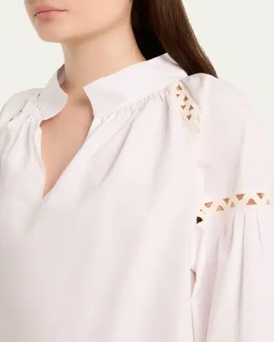 Lafayette 148 New York Soutache-Inset Cotton Poplin Shirt | Thumbnail 5