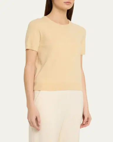 Vince Cashmere-Blend Short-Sleeve Crewneck Sweater | Thumbnail 4 Vince Cashmere-Blend Short-Sleeve Crewneck Sweater | Thumbnail 4