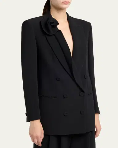 Giorgio Armani Rosette Lapel Double-Breasted Blazer Jacket | Thumbnail 4 Giorgio Armani Rosette Lapel Double-Breasted Blazer Jacket | Thumbnail 4