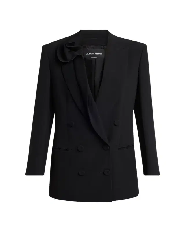 Rosette Lapel Double-Breasted Blazer Jacket