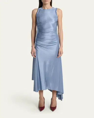 Victoria Beckham Sleeveless Twisted-Trim Satin Midi Dress | Thumbnail 2 Victoria Beckham Sleeveless Twisted-Trim Satin Midi Dress | Thumbnail 2