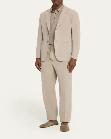 Giorgio Armani Men's Solid Linen Polo Shirt | Thumbnail 2