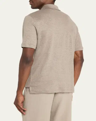 Giorgio Armani Men's Solid Linen Polo Shirt | Thumbnail 3