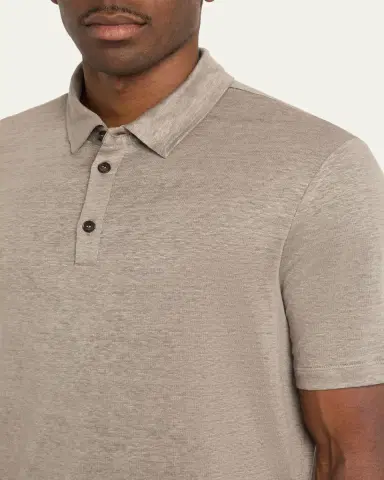 Giorgio Armani Men's Solid Linen Polo Shirt | Thumbnail 5