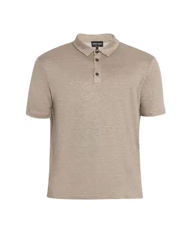 Giorgio Armani Men's Solid Linen Polo Shirt | Thumbnail 1