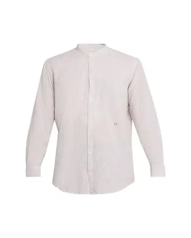 Massimo Alba Men's Noto2 Linen Hairline Stripe Band-Collar Sport Shirt | Thumbnail 1