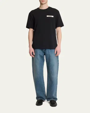 Jacquemus Men's Grosgrain Logo Crewneck T-Shirt | Thumbnail 2