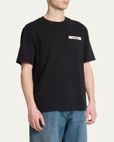Jacquemus Men's Grosgrain Logo Crewneck T-Shirt | Thumbnail 4