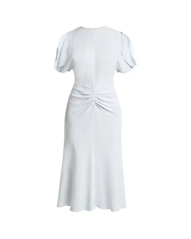 Gathered Waist Crepe Midi Dress