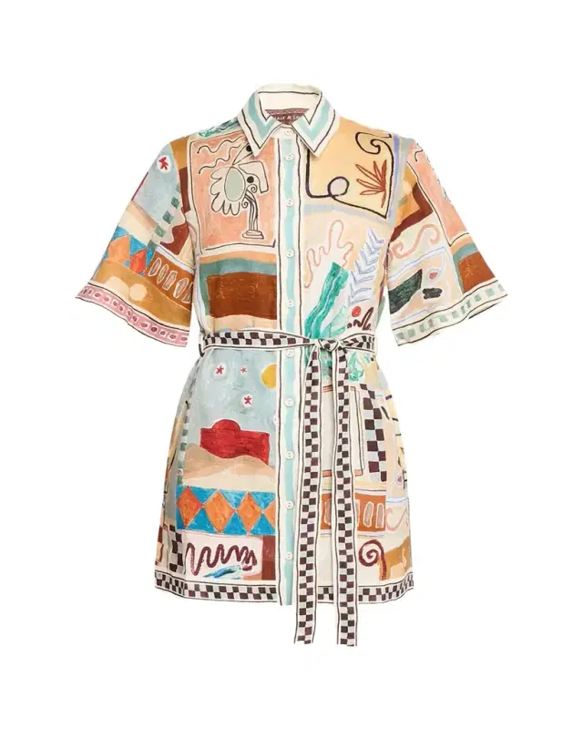 Michelle Linen Mini Shirtdress