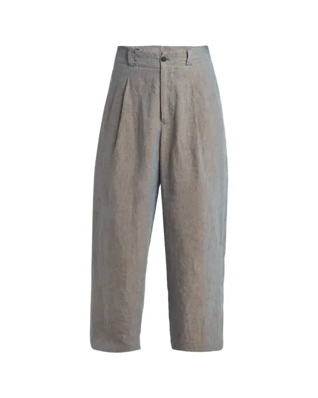Men's Linen Pleated Wide-Leg Trousers