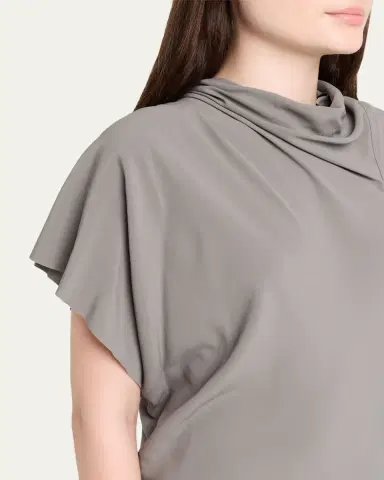 Rick Owens Cowl-Neck Short-Sleeve Silk Midi Dress | Thumbnail 5