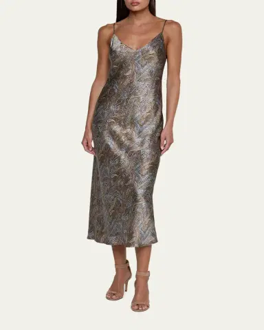 L'AGENCE Seridie Paisley Mid-Length Slip Dress | Thumbnail 2 L'AGENCE Seridie Paisley Mid-Length Slip Dress | Thumbnail 2
