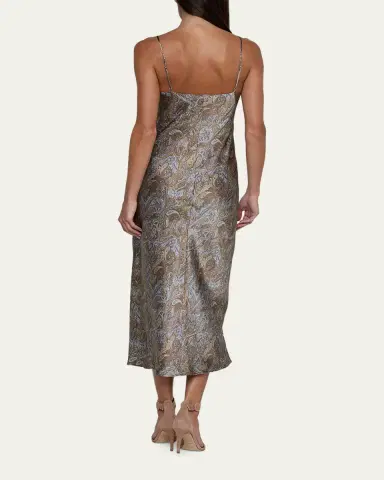 L'AGENCE Seridie Paisley Mid-Length Slip Dress | Thumbnail 3 L'AGENCE Seridie Paisley Mid-Length Slip Dress | Thumbnail 3