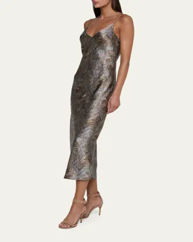 L'AGENCE Seridie Paisley Mid-Length Slip Dress | Thumbnail 4 L'AGENCE Seridie Paisley Mid-Length Slip Dress | Thumbnail 4