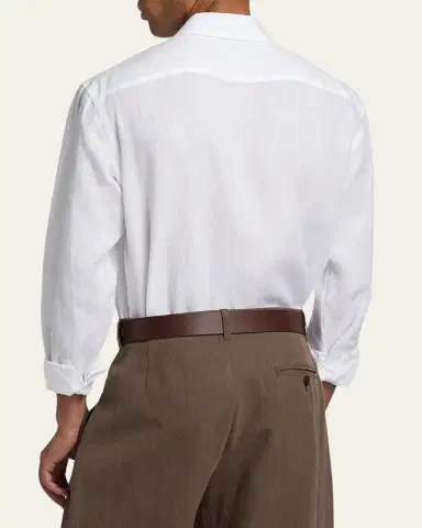 Giorgio Armani Men's Linen Classic-Fit Sport Shirt | Thumbnail 3
