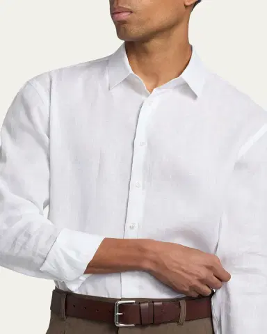 Giorgio Armani Men's Linen Classic-Fit Sport Shirt | Thumbnail 5