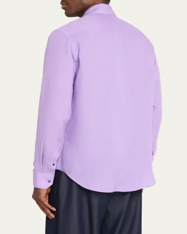 Giorgio Armani Men's Solid Linen Classic-Fit Sport Shirt | Thumbnail 3 Giorgio Armani Men's Solid Linen Classic-Fit Sport Shirt | Thumbnail 3