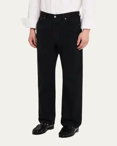 Saint Laurent Men's Black Denim Straight-Leg Jeans | Thumbnail 4