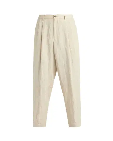 Giorgio Armani Men's Linen Hairline Pleated Trousers | Thumbnail 1 Giorgio Armani Men's Linen Hairline Pleated Trousers | Thumbnail 1