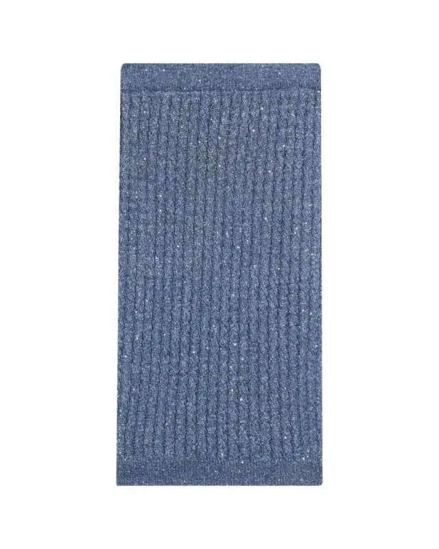 Brunello Cucinelli Linen Dazzling Cable Open-Knit Midi Skirt