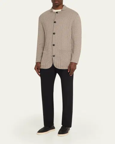 Giorgio Armani Men's Ottoman Chevron Single-Breasted Jacket | Thumbnail 2 Giorgio Armani Men's Ottoman Chevron Single-Breasted Jacket | Thumbnail 2