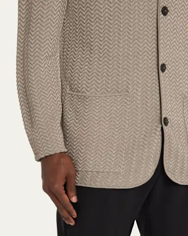Giorgio Armani Men's Ottoman Chevron Single-Breasted Jacket | Thumbnail 5 Giorgio Armani Men's Ottoman Chevron Single-Breasted Jacket | Thumbnail 5