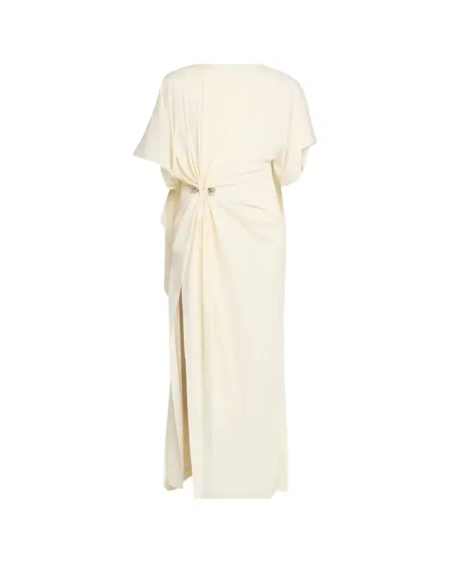 Draped Embellished Crepe Maxi Dress
