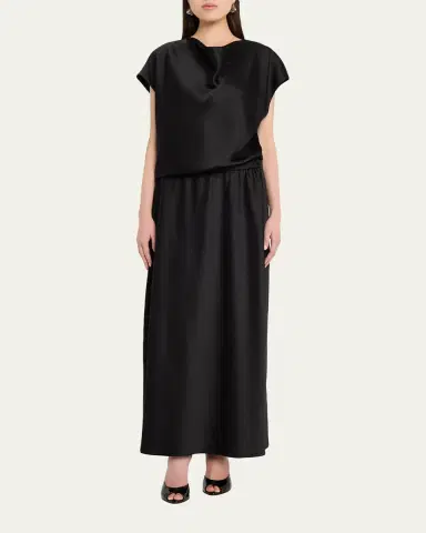 Vince Draped Cowl-Neck Satin Dress | Thumbnail 2