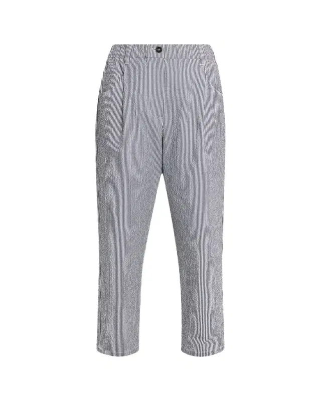 Brunello Cucinelli Cotton Seersucker Straight-Leg Ankle Pants