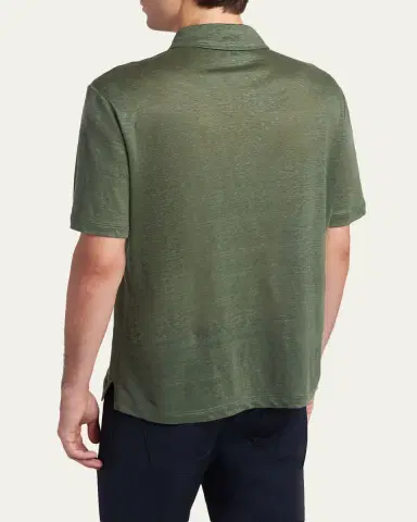 Giorgio Armani Men's Linen Classic-Fit Polo Shirt | Thumbnail 3 Giorgio Armani Men's Linen Classic-Fit Polo Shirt | Thumbnail 3