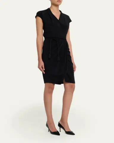 Giorgio Armani Belted Cap-Sleeve Jersey Wrap Dress | Thumbnail 4 Giorgio Armani Belted Cap-Sleeve Jersey Wrap Dress | Thumbnail 4