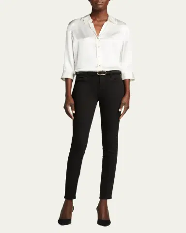 L'Agence Dani Silk Satin 3/4-Sleeve Button-Down Blouse | Thumbnail 2