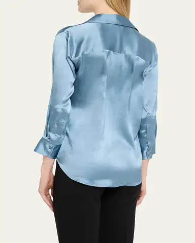 L'Agence Dani Silk Satin 3/4-Sleeve Button-Down Blouse | Thumbnail 15