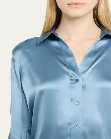 L'Agence Dani Silk Satin 3/4-Sleeve Button-Down Blouse | Thumbnail 17