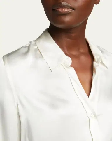 L'Agence Dani Silk Satin 3/4-Sleeve Button-Down Blouse | Thumbnail 5
