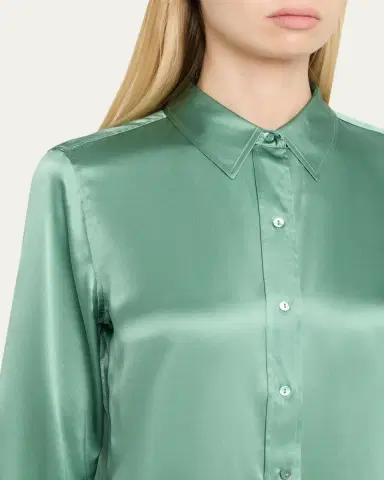L'Agence Dani Silk Satin 3/4-Sleeve Button-Down Blouse | Thumbnail 9