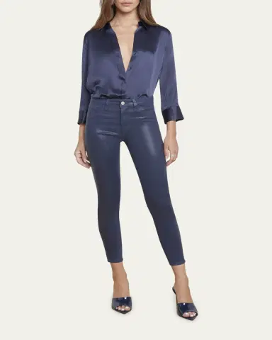 L'Agence Dani Silk Satin 3/4-Sleeve Button-Down Blouse | Thumbnail 10
