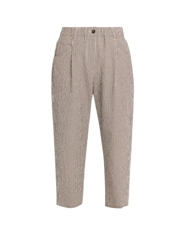 Brunello Cucinelli Cotton Seersucker Straight-Leg Ankle Pants