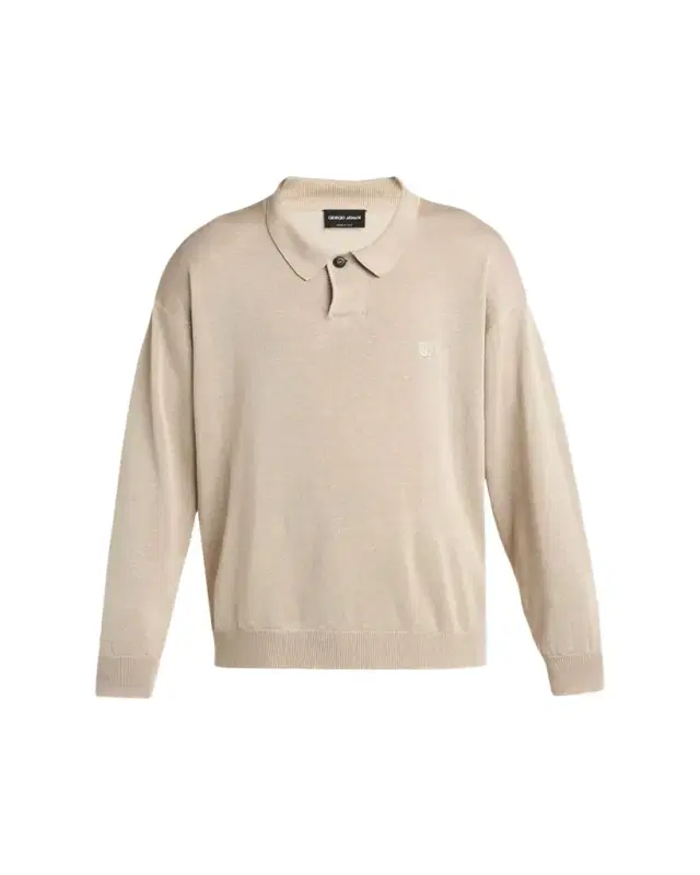 Giorgio Armani Men's Linen-Blend Polo Sweater