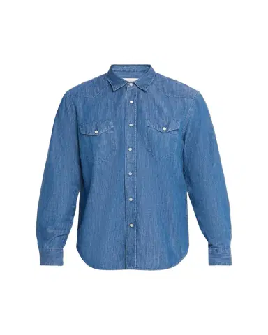 OFFICINE GÉNÉRALE Men's Maverick Snap-Front Chambray Western Shirt | Thumbnail 1 OFFICINE GÉNÉRALE Men's Maverick Snap-Front Chambray Western Shirt | Thumbnail 1
