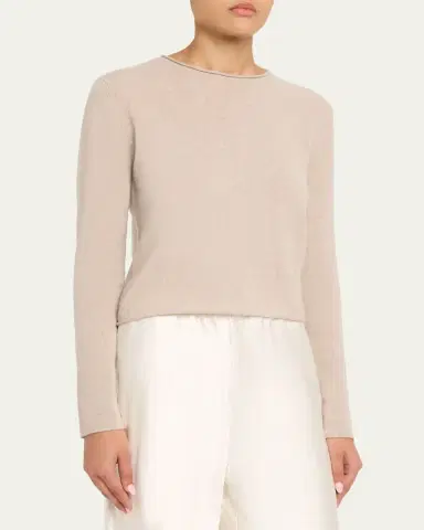 Lisa Yang Ida Roll-Edge Cashmere Crewneck Sweater | Thumbnail 4 Lisa Yang Ida Roll-Edge Cashmere Crewneck Sweater | Thumbnail 4