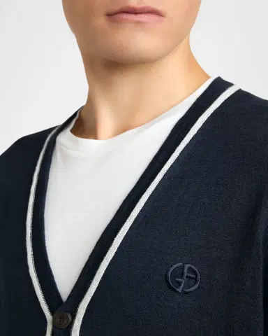 Giorgio Armani Men's Linen and Silk Tipped Cardigan | Thumbnail 5