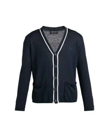 Giorgio Armani Men's Linen and Silk Tipped Cardigan | Thumbnail 1