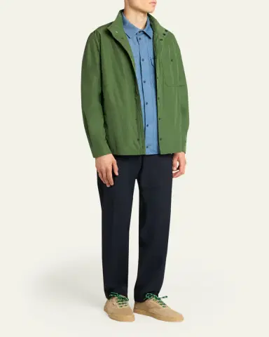 Moncler Men's Lascax Polyester Shirt Jacket with Leather Logo | Thumbnail 2