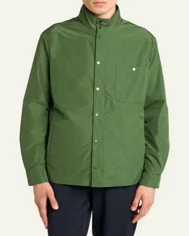 Moncler Men's Lascax Polyester Shirt Jacket with Leather Logo | Thumbnail 4
